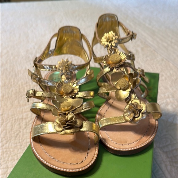 kate spade Shoes - Kate Spade Gold Floral Sandals